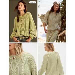 Free People Frankie Cable Knit Jumper Sweater Womens Large Oversized Chunky